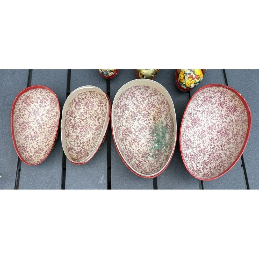 Vintage paper mache Easter eggs candy containers Germany flowers ducks rabbits